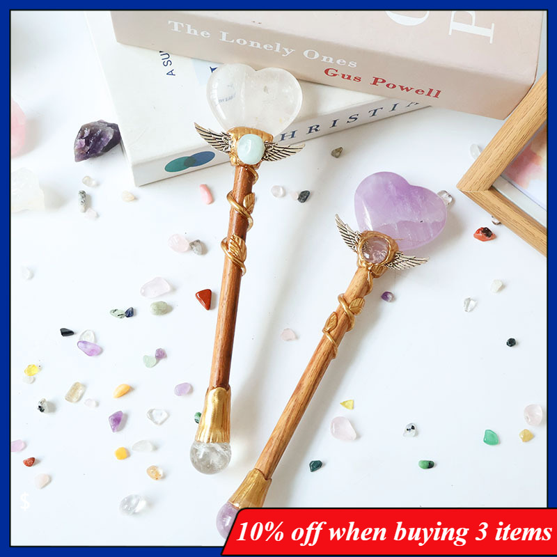 Crystal Ball Decor - Natural Crystal Ball Magic Staff Purple
